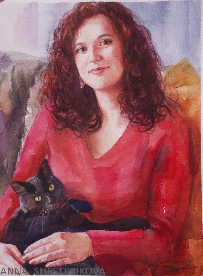 Young woman with a cat