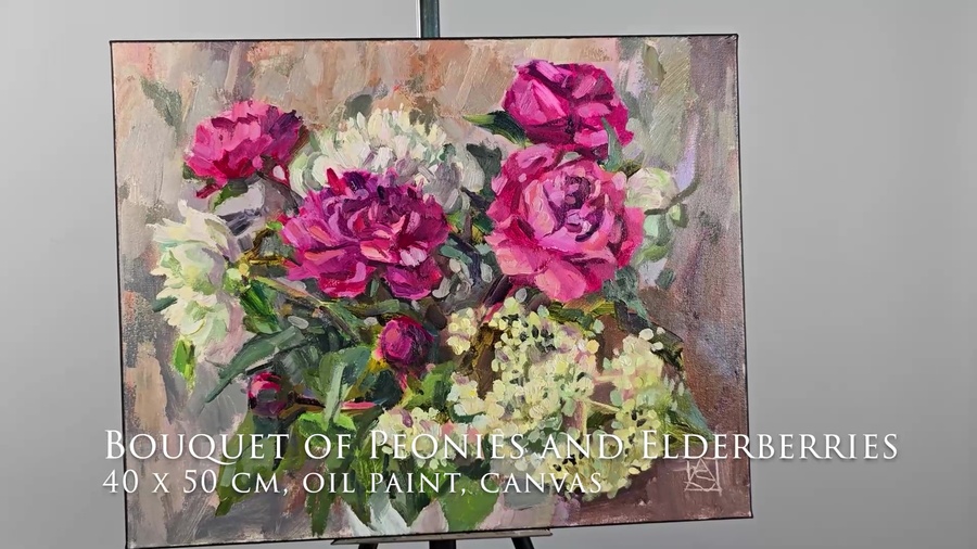 Bouquet of Peonies and Elderberries